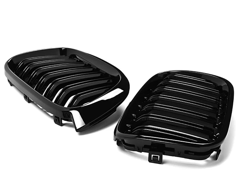 Grilles avant à double lamelle BMW X3 X4 F25 F26 LCI Noir brillant (2014-2018)
