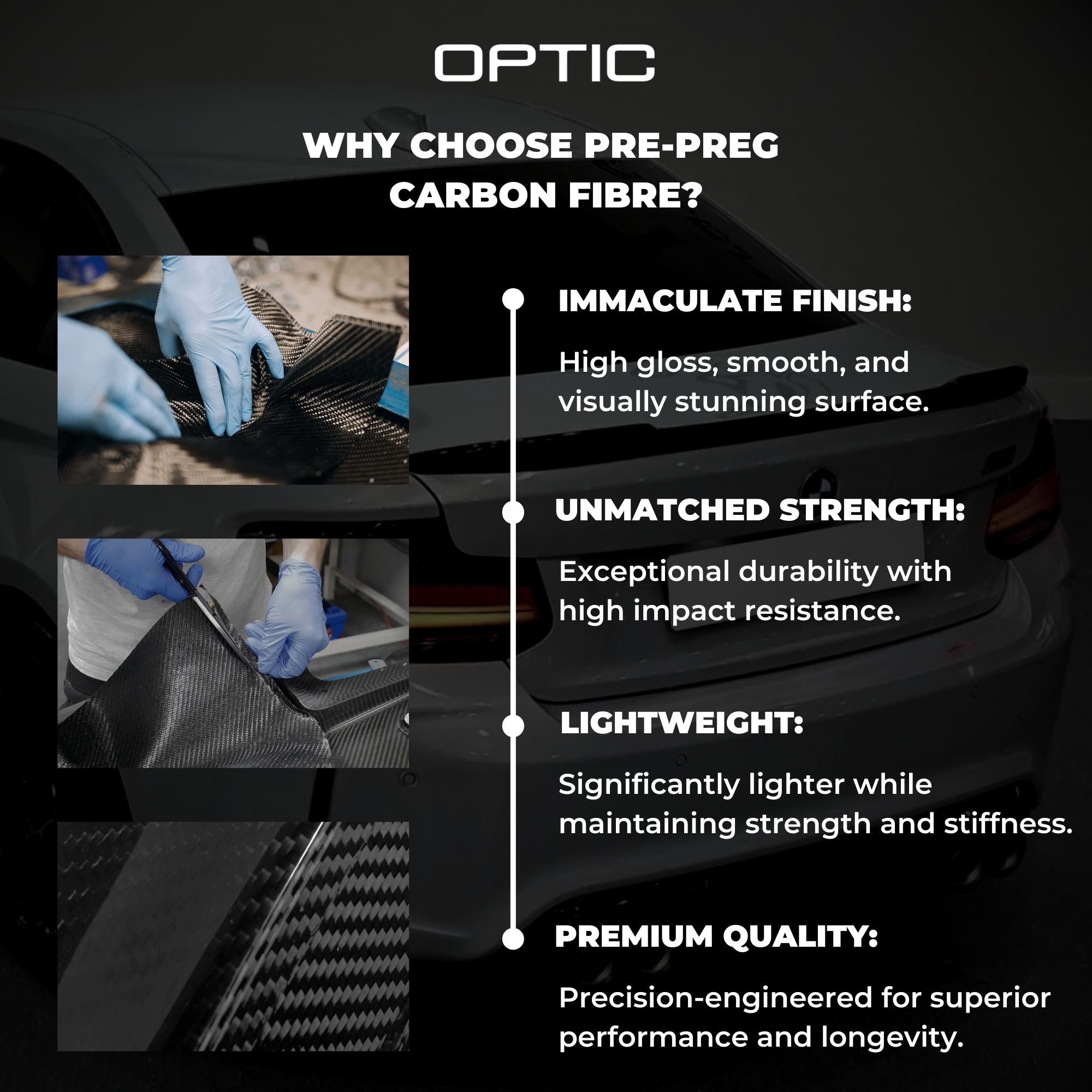 Audi A3 S3 RS3 8V Pre-Preg Dry Carbon Fibre M Style Rear Spoiler By OPTIC (2013-2020)