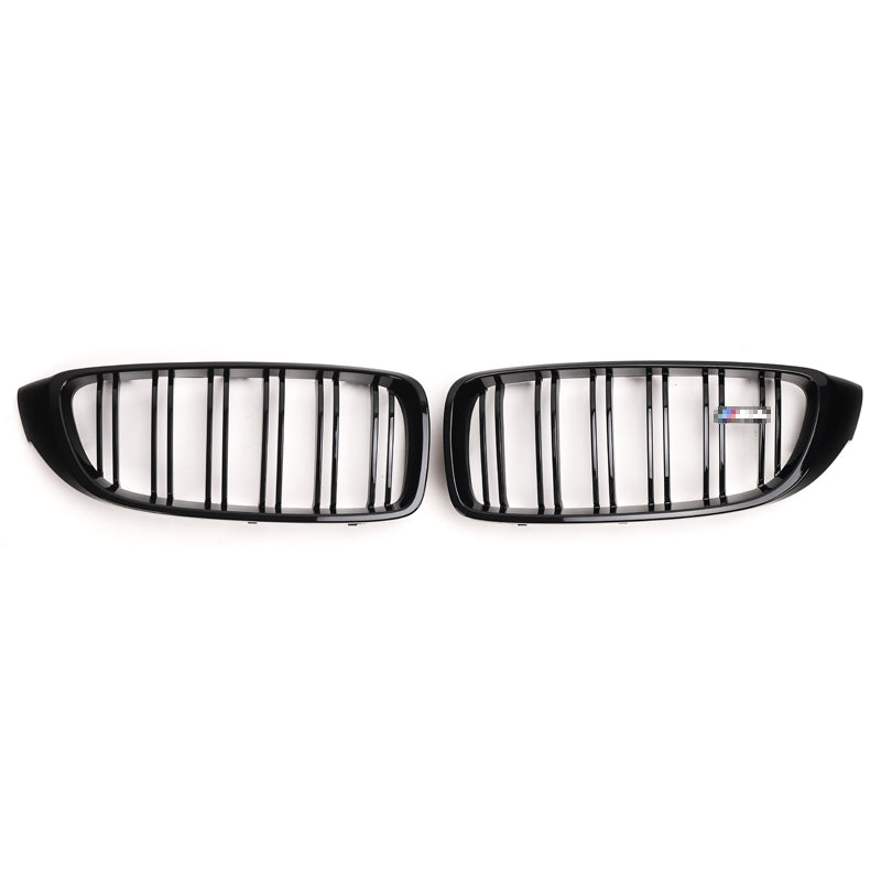 BMW 4 Reeks & M3 M4 Hoogglans zwart Dubbele lamellen voorgrills F32 F33 F36 F80 F82 F83 (2014-2020)