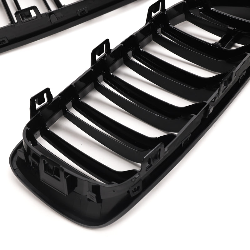 BMW 4 Reeks & M3 M4 Hoogglans zwart Dubbele lamellen voorgrills F32 F33 F36 F80 F82 F83 (2014-2020)