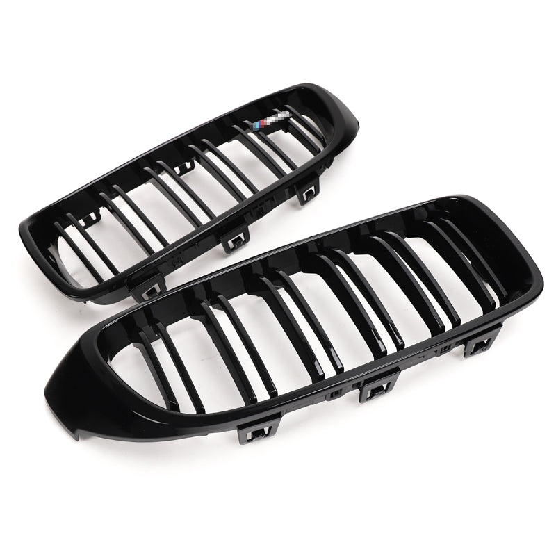 BMW 4 Reeks & M3 M4 Hoogglans zwart Dubbele lamellen voorgrills F32 F33 F36 F80 F82 F83 (2014-2020)