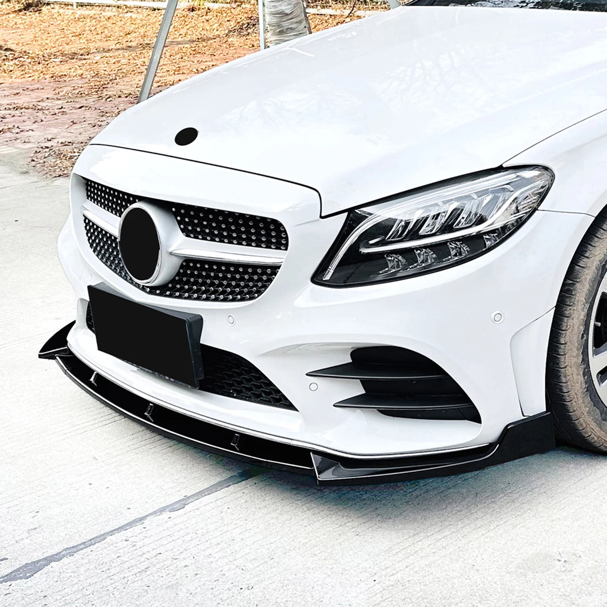Mercedes C-Klasse W205 Facelift AMG Stijl Hoogglans Zwart Voorlip Splitter (2019-2021)