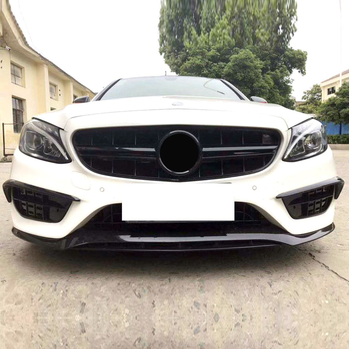 Mercedes C-Klasse W205 C43 Stijl Hoogglans Zwart Voorlip Splitter (2015-2018)