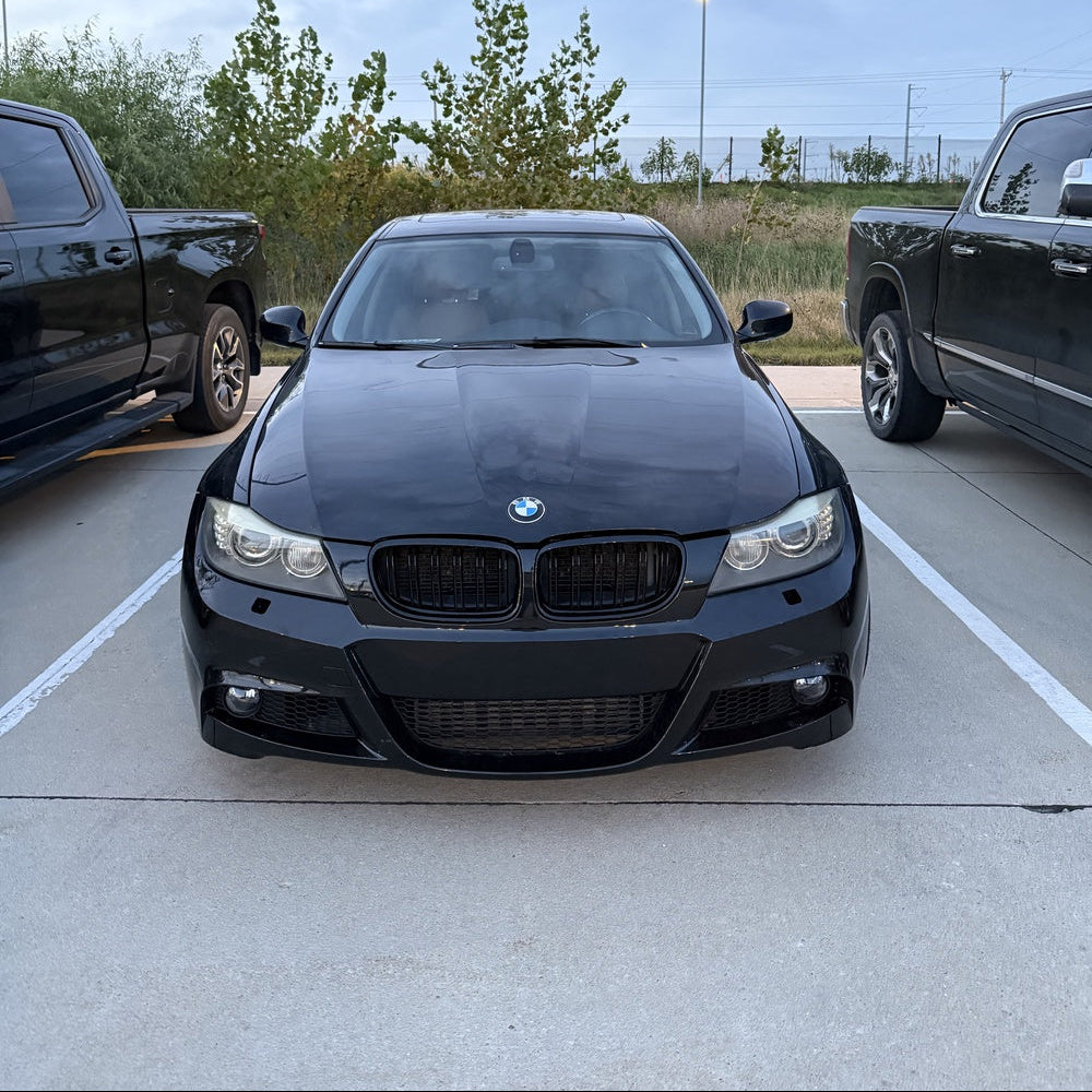 BMW 3 Serie E90/E91 LCI Hoogglans Zwarte Dubbele Lamellen Nieren Grills (2009-2013)