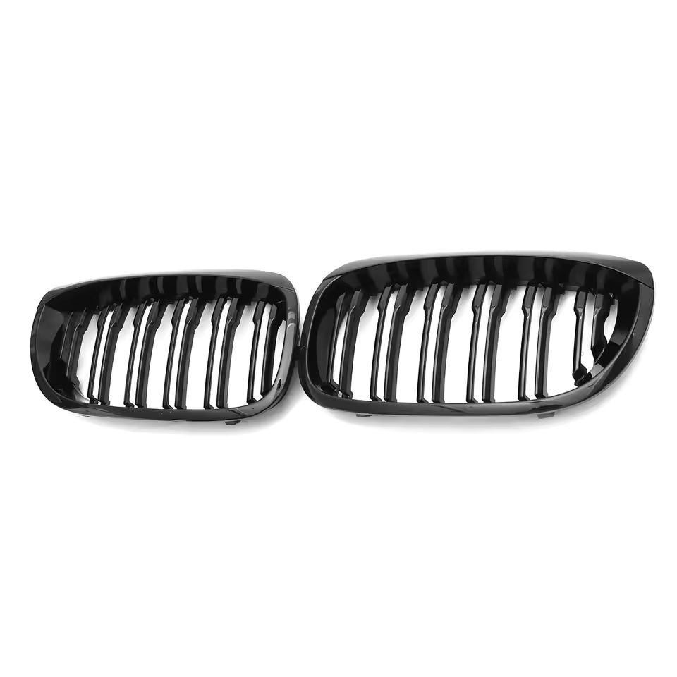 BMW 3 Serie E46 2-Deurs Hoogglans Zwarte Dubbele Lamellen Nieren Grills (2003-2006)
