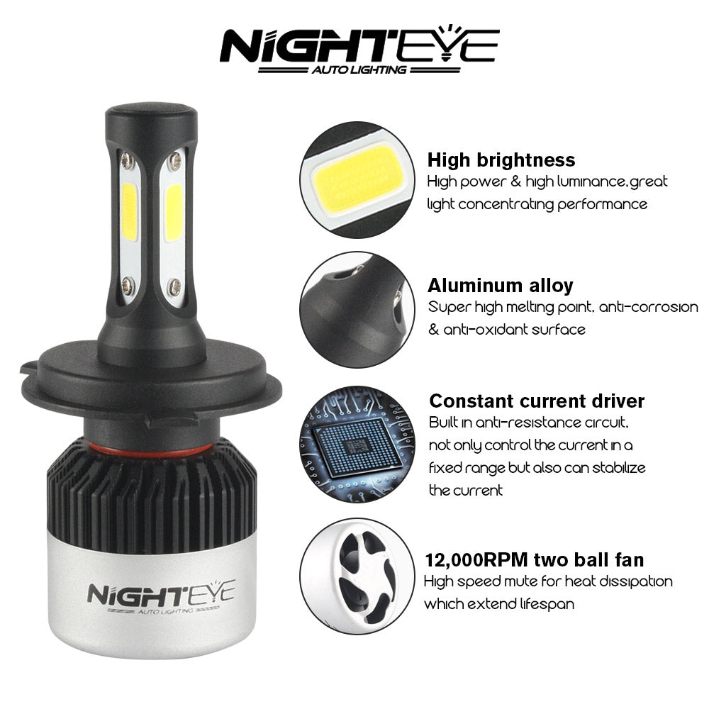 NIGHT EYE 6500K 72W LED heldere koplamplampen (H7/H4/H8/H9/H11/HB3 9005/HB4 9006)