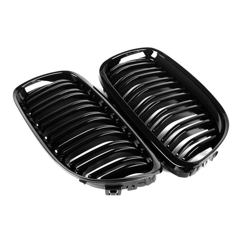 BMW 3 Serie E90/E91 LCI Hoogglans Zwarte Dubbele Lamellen Nieren Grills (2009-2013)