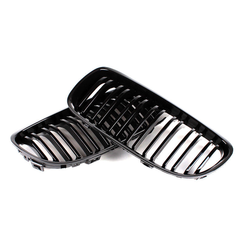 BMW 3 Serie E90/E91 LCI Hoogglans Zwarte Dubbele Lamellen Nieren Grills (2009-2013)