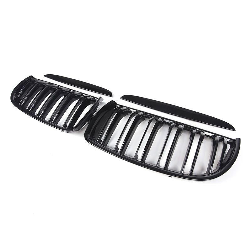 BMW 3 Serie E90/E91 Pre-LCI Hoogglans Zwarte Dubbele Lamellen Nieren Grills (2005-2008)