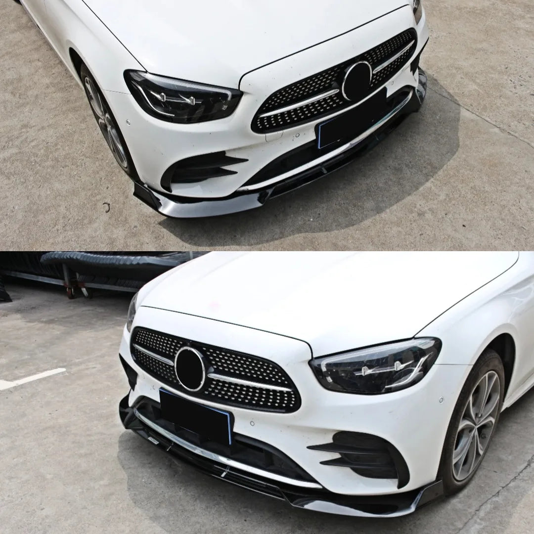Mercedes E-Class W213 4 Door AMG Style Gloss Black Front Lip Splitter (2021-2023)